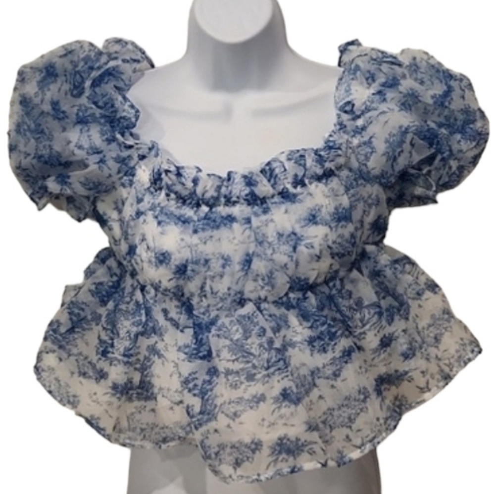 Floral Peplum Ruffle Crop Top